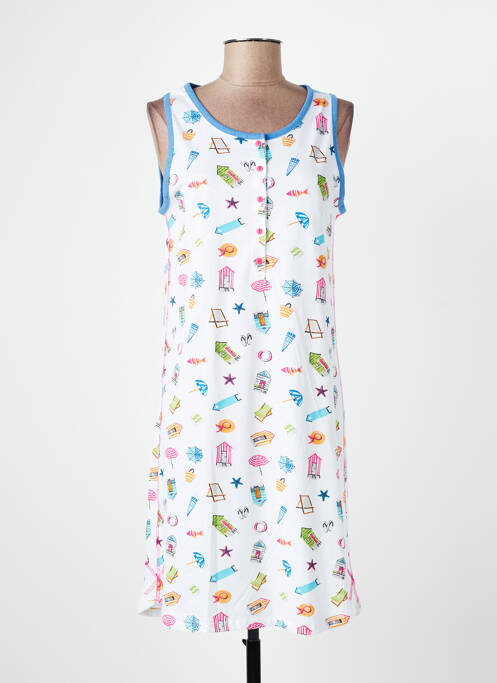 Chemise de nuit imprimé fantaisie blanc MASSANA femme
