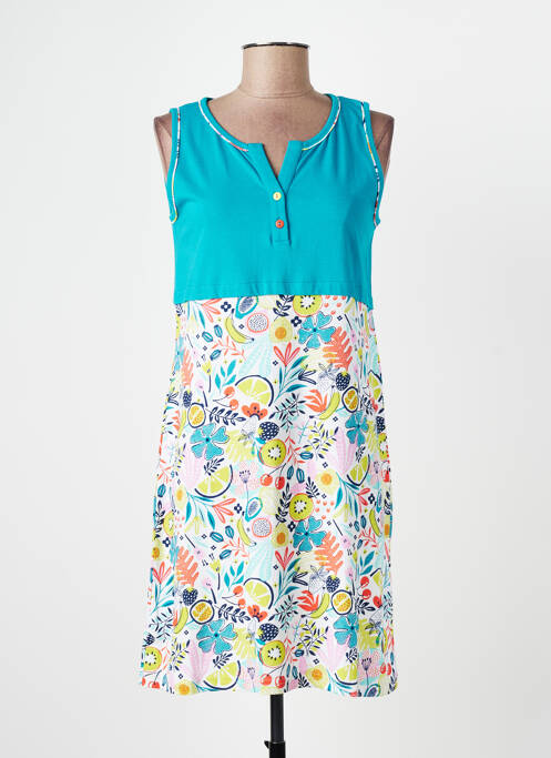 Chemise de nuit imprimé fantaisie bleu MASSANA femme