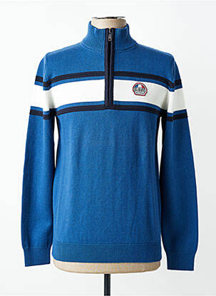 Pull stretch manches longues bleu DELAHAYE homme