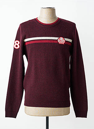 Pull tissage chiné manches longues rouge DELAHAYE homme