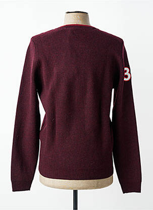 Pull tissage chiné manches longues rouge DELAHAYE homme