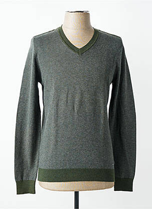 Pull col v manches longues vert DELAHAYE homme