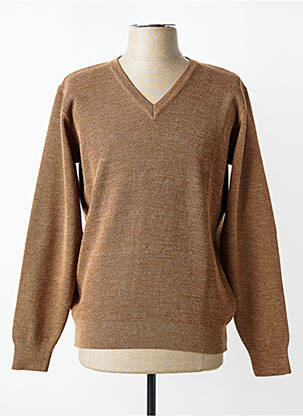 Pull col v manches longues marron BANDE ORIGINALE homme