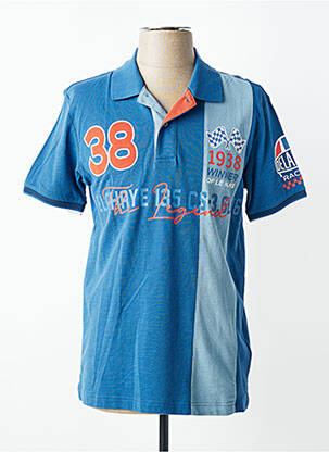 Polo sérigraphie manches courtes bleu DELAHAYE homme