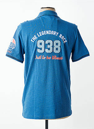 Polo sérigraphie manches courtes bleu DELAHAYE homme
