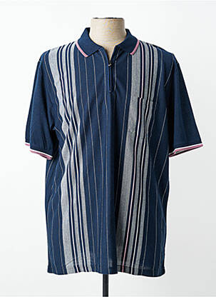 Polo imprimé rayures manches courtes bleu LOUIS VICTOR homme