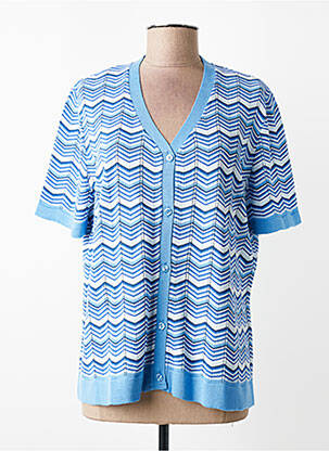 Gilet manches courtes fermeture boutonnée sur le devant bleu THEL ELEGANCE femme