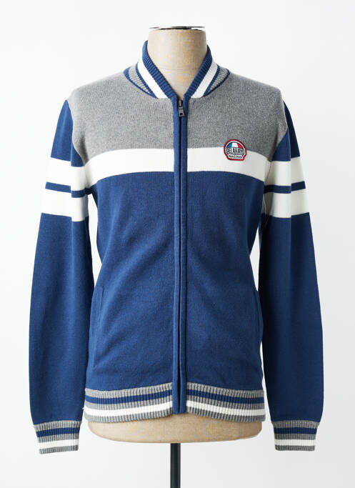 Gilet manches longues col v bleu DELAHAYE homme