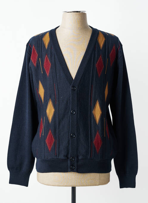 Gilet manches longues col v bleu I.ODENA homme