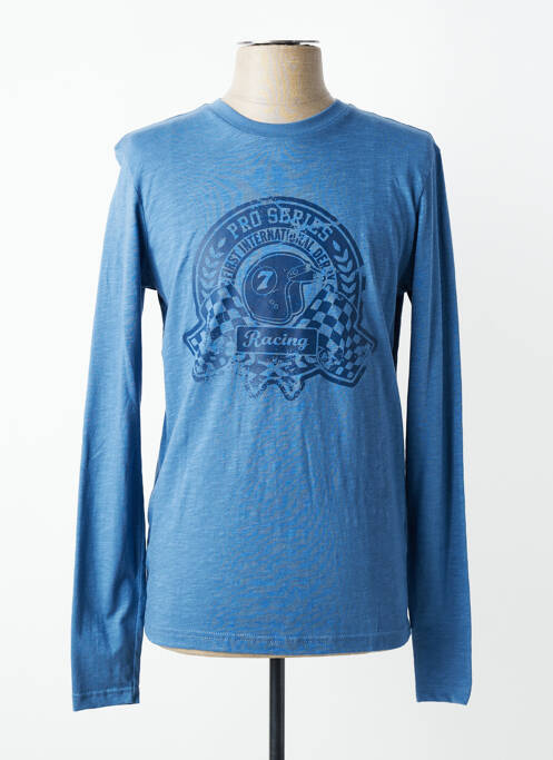 T-shirt coupe cintrée manches longues bleu DELAHAYE homme