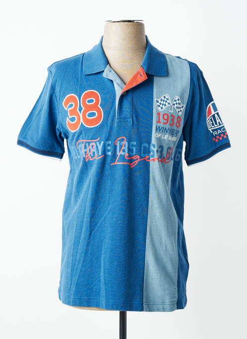 Polo stretch manches courtes bleu DELAHAYE homme