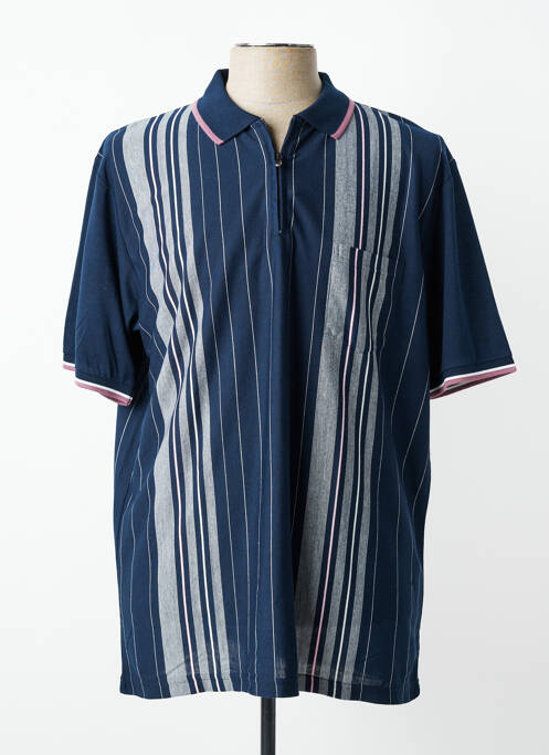 Polo imprimé rayures manches courtes bleu LOUIS VICTOR homme