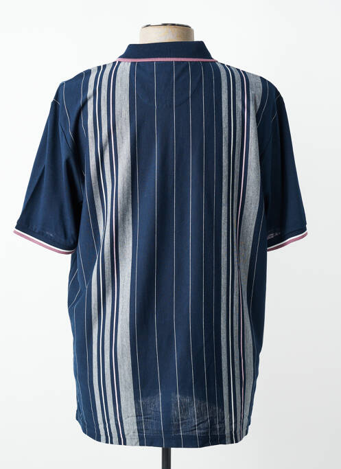 Polo imprimé rayures manches courtes bleu LOUIS VICTOR homme