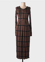 Robe longue manches longues manches longues marron MASAI femme