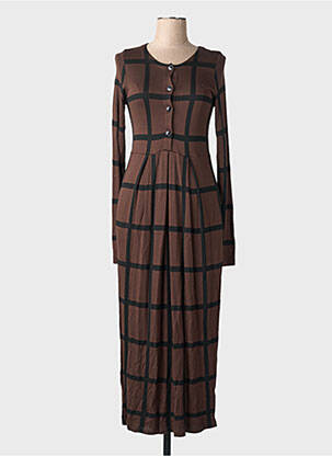 Robe longue manches longues manches longues marron MASAI femme