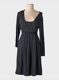 Robe mi-longue manches longues manches longues noir SISTE'S femme