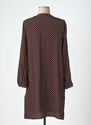 Robe mi-longue coupe fluide manches longues marron NICE THINGS femme