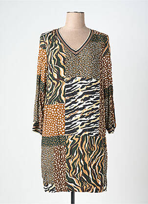 Robe mi-longue coupe fluide manches 3/4 vert SIGNE NATURE femme