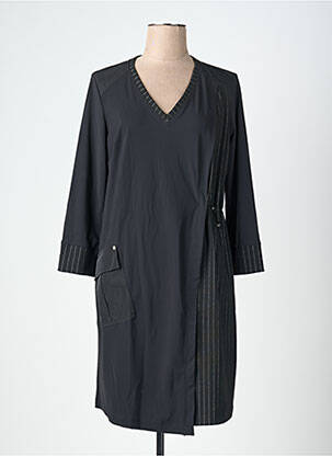 Robe mi-longue manches longues manches longues noir MC PLANET femme