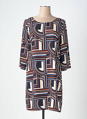 Robe courte manches 3/4 manches 3/4 marron LAUREN VIDAL femme