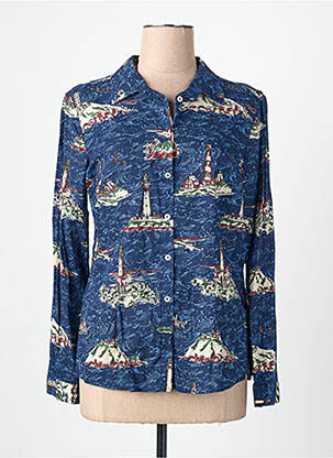 Chemisier coupe cintrée manches longues bleu NICE THINGS femme