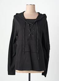 Sweat-shirt à capuche tissage jersey manches longues noir ORTO BOTANICO femme