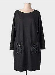 Robe mi-longue manches longues manches longues noir ORTO BOTANICO femme