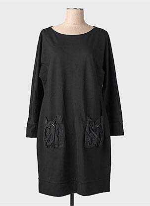 Robe mi-longue manches longues manches longues noir ORTO BOTANICO femme