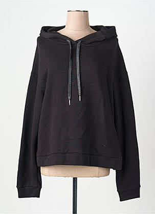 Sweat-shirt à capuche stretch manches longues noir SIGNE NATURE femme