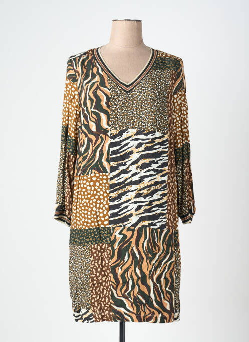 Robe mi-longue coupe fluide manches 3/4 vert SIGNE NATURE femme