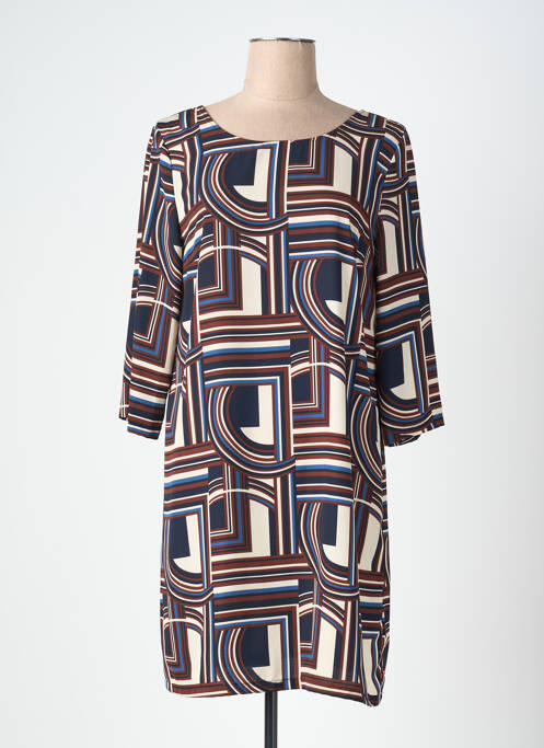Robe courte manches 3/4 manches 3/4 marron LAUREN VIDAL femme