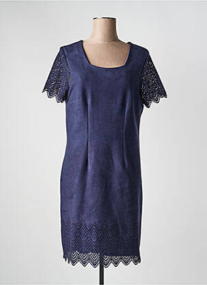 Robe mi-longue fermeture zippée au dos manches courtes bleu clair JUMFIL femme