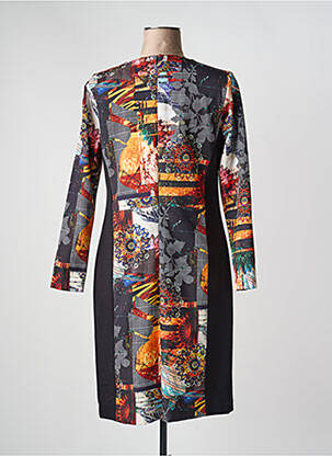 Robe mi-longue imprimé fantaisie manches longues noir JUMFIL femme