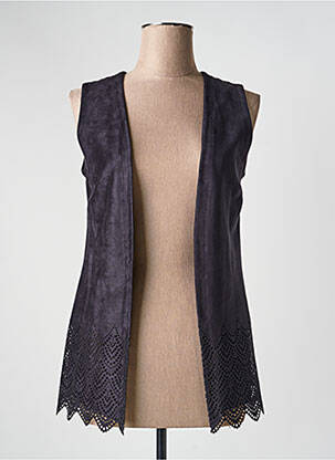 Gilet sans manche col v bleu fonce JUMFIL femme