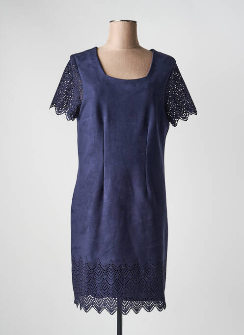 Robe mi-longue fermeture zippée au dos manches courtes bleu clair JUMFIL femme