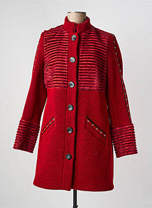 Manteau long coupe droite sans capuche rouge JUMFIL femme