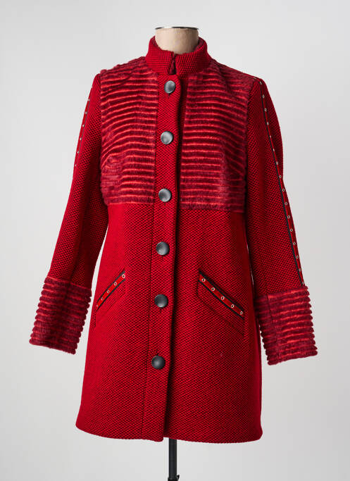 Manteau long coupe droite sans capuche rouge JUMFIL femme