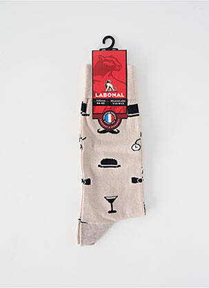 Chaussettes imprimé fantaisie beige LABONAL homme