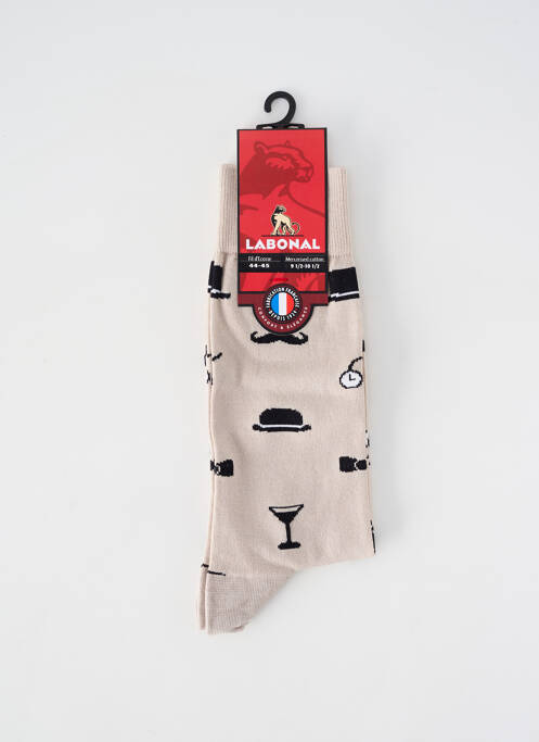 Chaussettes imprimé fantaisie beige LABONAL homme