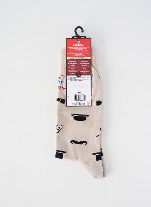 Chaussettes imprimé fantaisie beige LABONAL homme