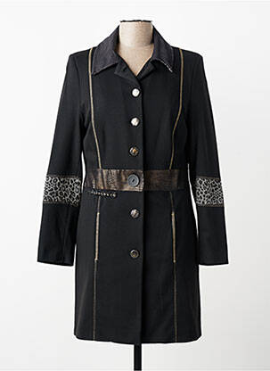 Manteau long coupe cintrée sans capuche noir JUMFIL femme