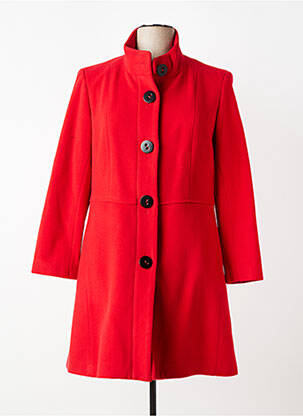 Manteau long coupe cintrée sans capuche rouge JUMFIL femme