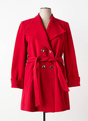 Manteau long coupe cintrée sans capuche rouge JUMFIL femme