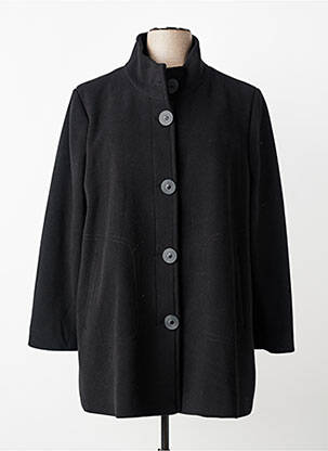 Manteau long coupe droite sans capuche noir REVER MILE femme