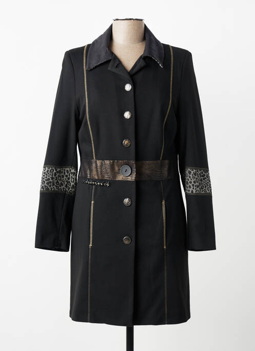 Manteau long coupe cintrée sans capuche noir JUMFIL femme