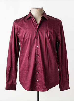 Chemise manches longues coupe cintrée rouge IZAC homme