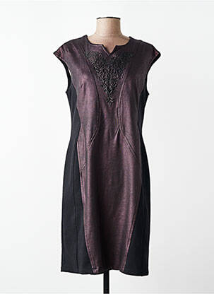 Robe mi-longue fermeture zippée au dos manches courtes rouge JUMFIL femme