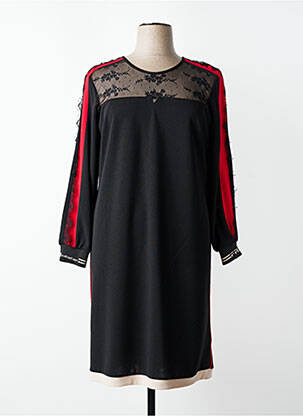 Robe mi-longue tissage crêpe manches longues noir FRED SABATIER femme