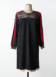 Robe mi-longue manches longues manches longues noir FRED SABATIER femme