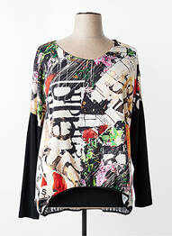 Top imprimé fantaisie manches longues noir EROKE femme